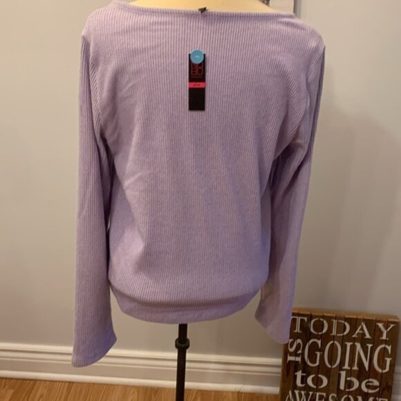 No Boundaries Ribbed Lilac Long Sleeve Top - Picture 4 of 8